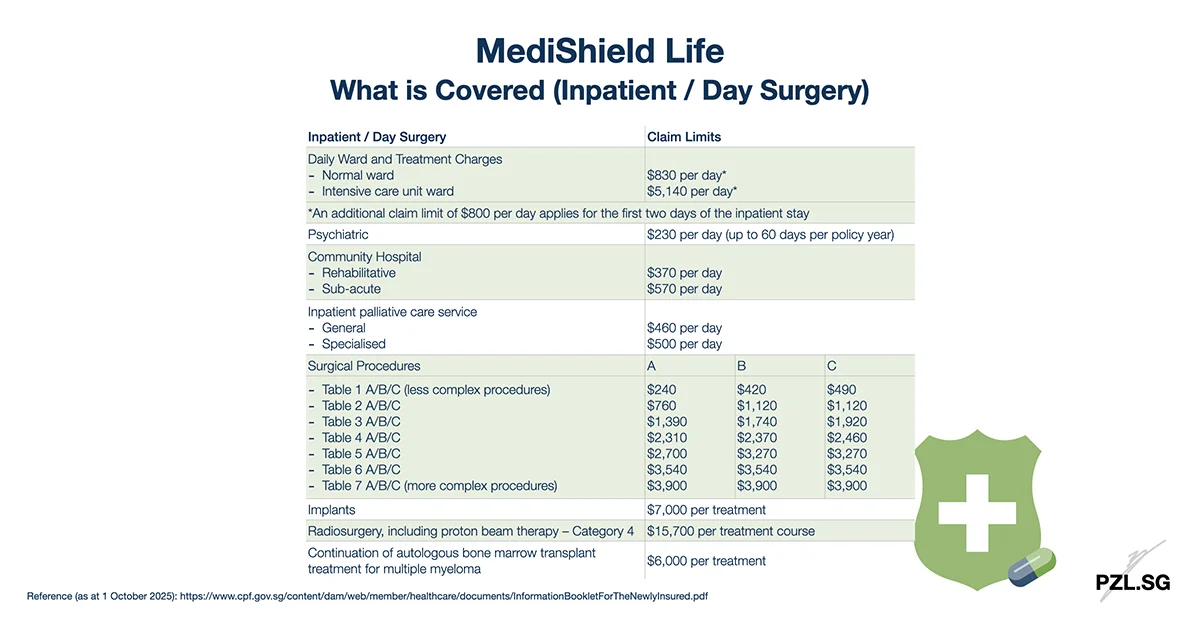 MediShield Life: What is Covered (Inpatient / Day Surgery)